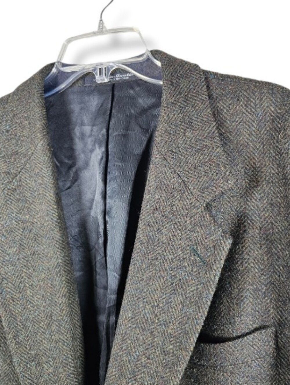 VTG 90s Robert Stock Size 48R 100% Wool Herringbone Blazer Sport Coat Academia